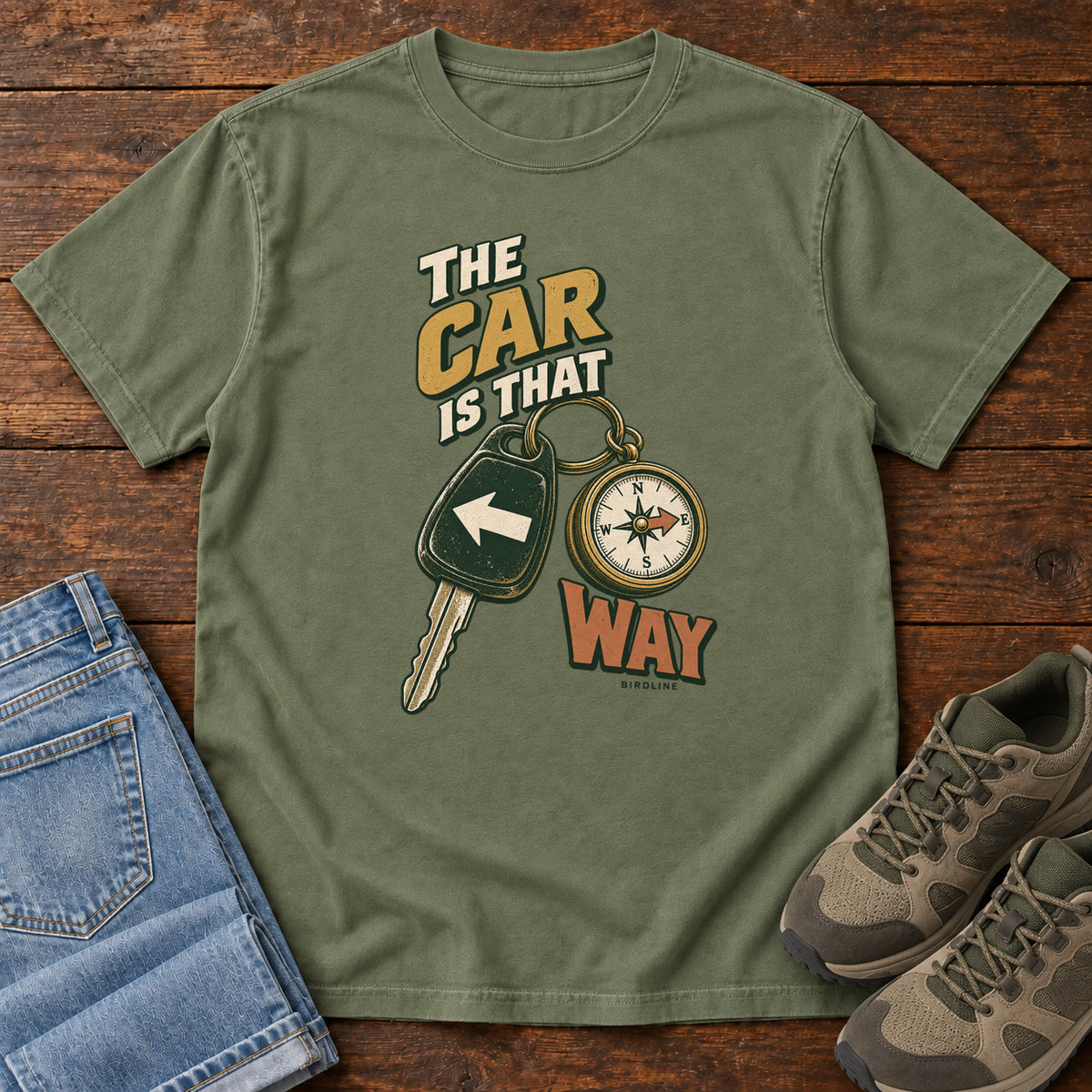 The Car Is That Way T-Shirt in Moss