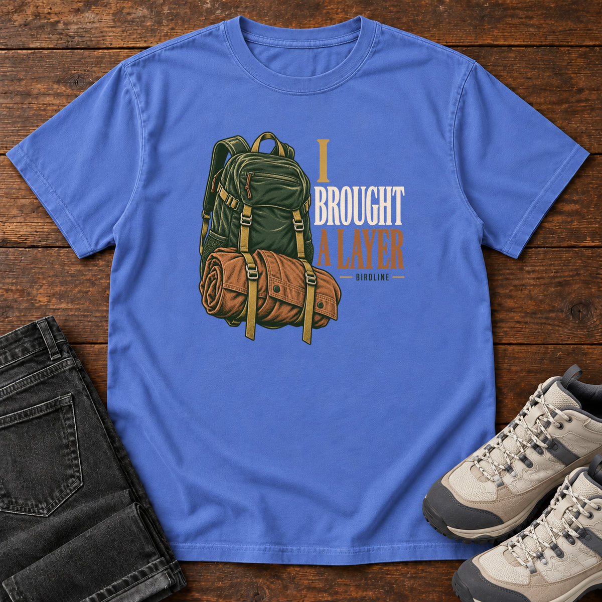 I Brought a Layer T-Shirt in Mystic Blue