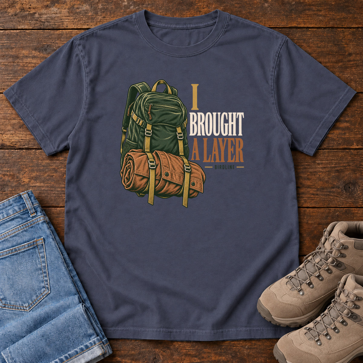I Brought a Layer T-Shirt in Navy