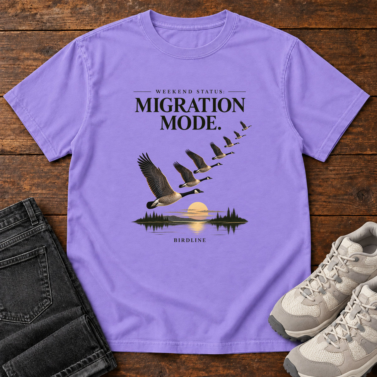 Weekend Status Migration Mode T-Shirt in Violet