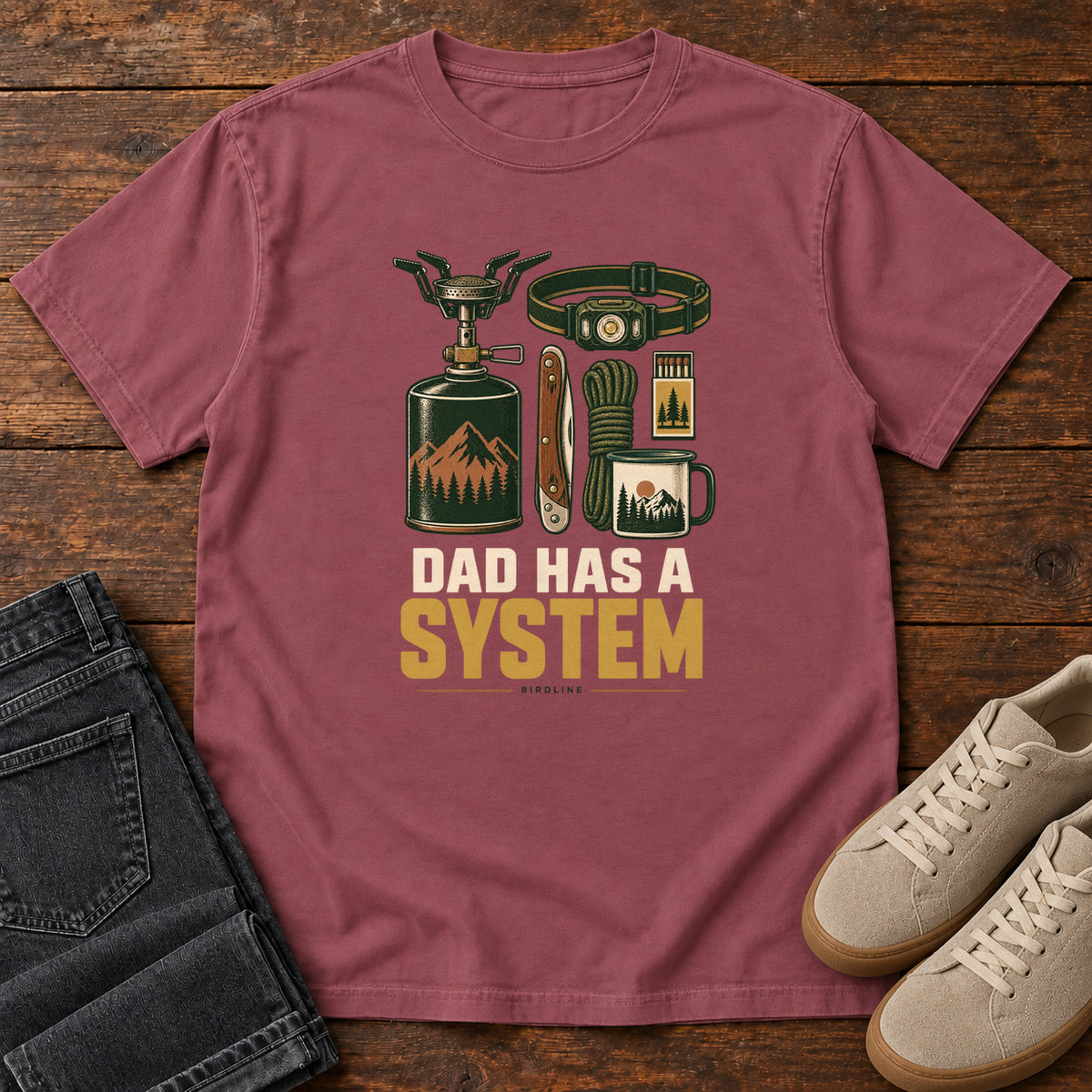 Dad Has a System T-Shirt in Brick