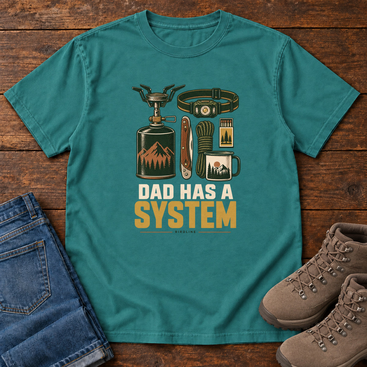 Dad Has a System T-Shirt in Emerald