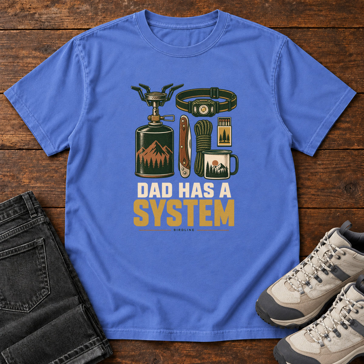 Dad Has a System T-Shirt in Mystic Blue