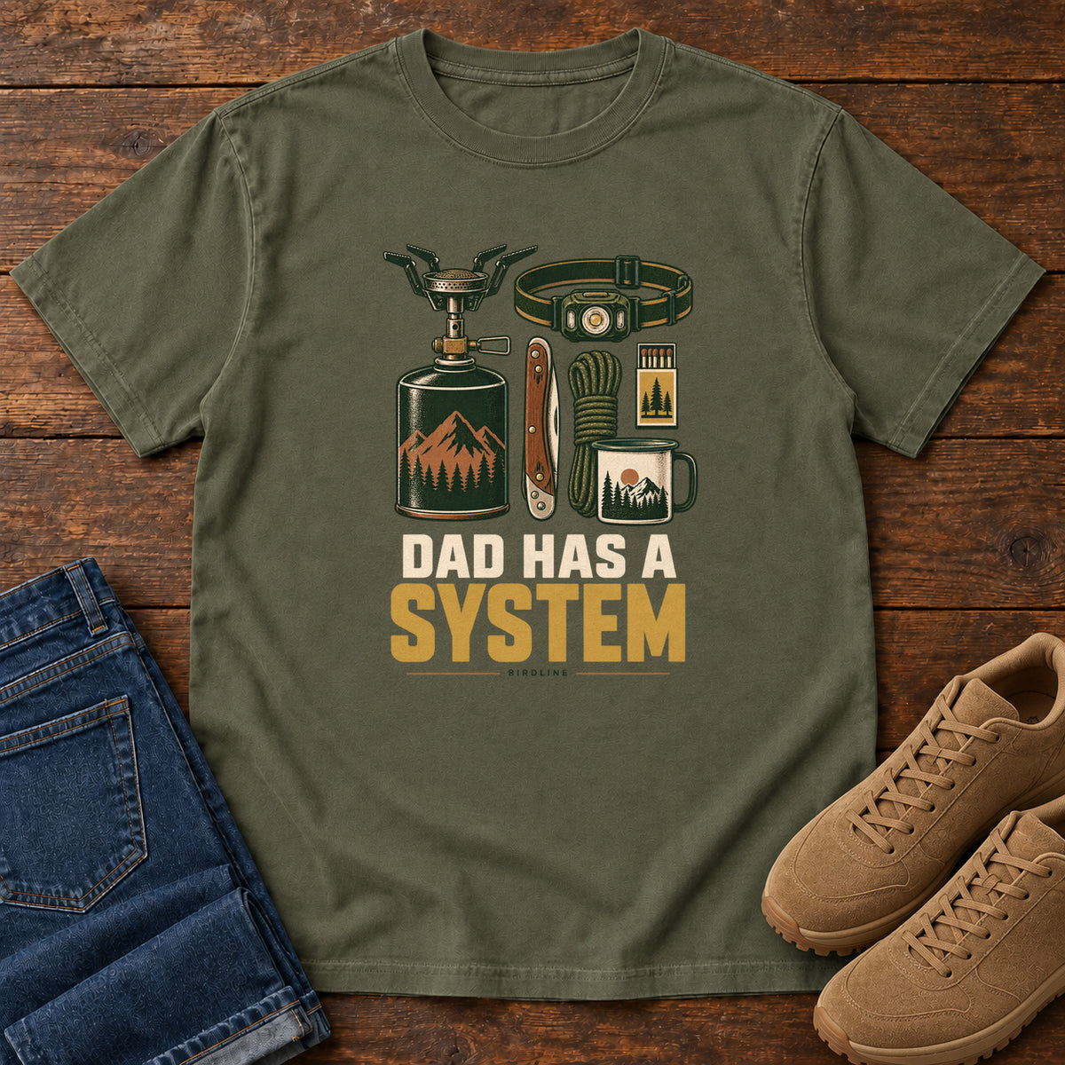 Dad Has a System T-Shirt in Sage