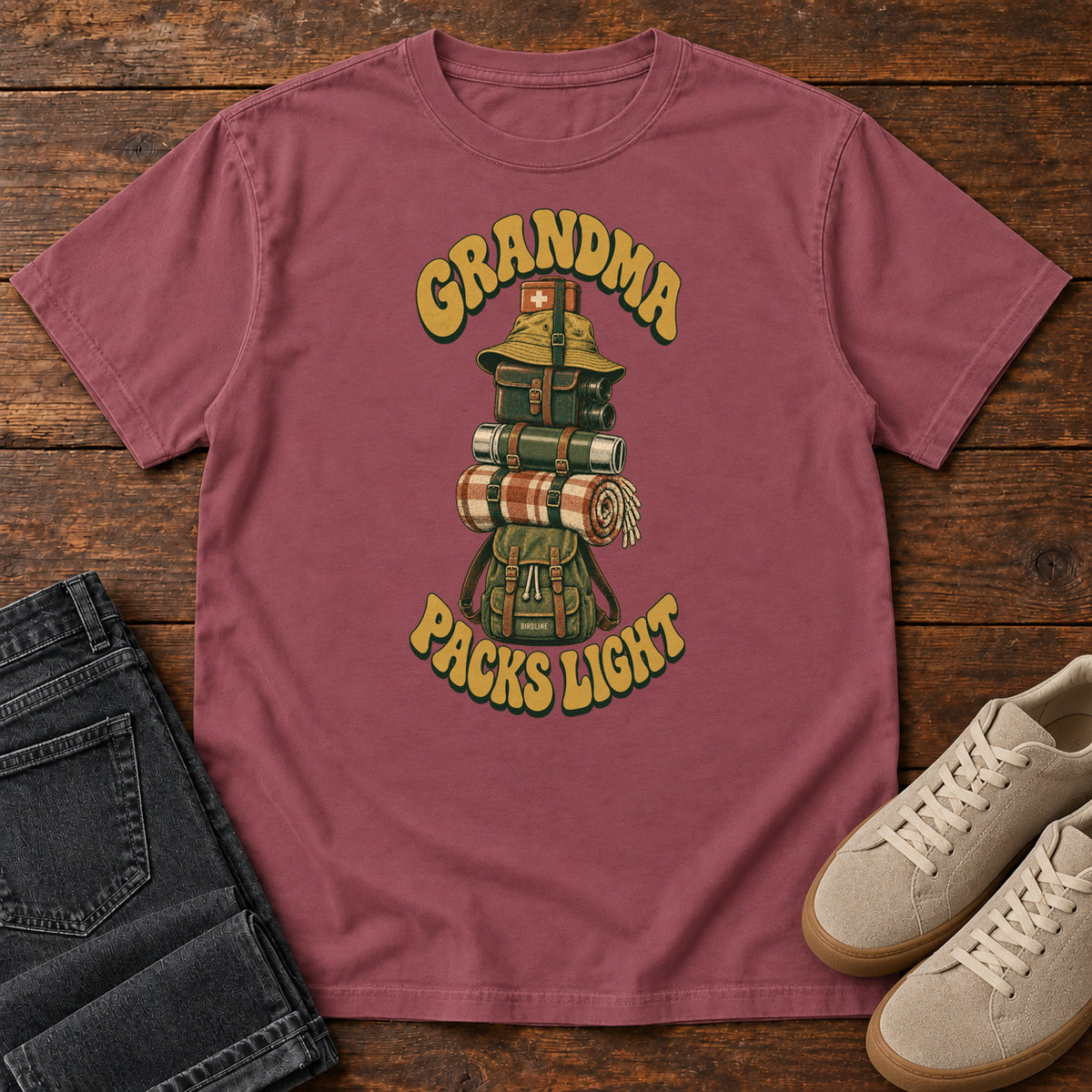 Grandma Packs Light T-Shirt in Brick