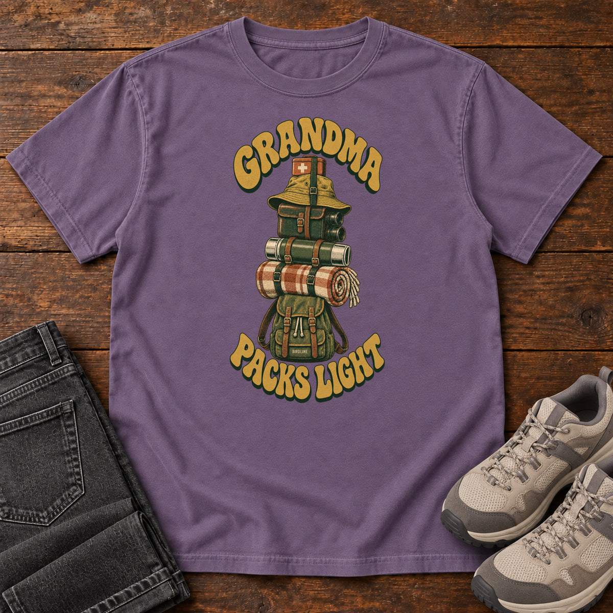 Grandma Packs Light T-Shirt in Grape