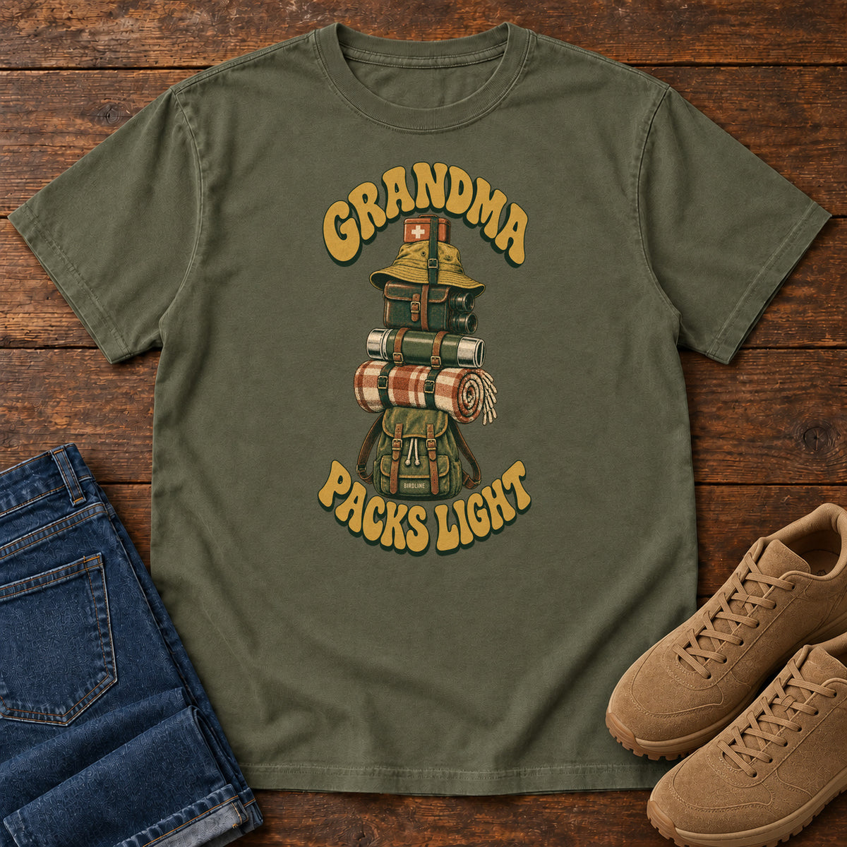 Grandma Packs Light T-Shirt in Sage