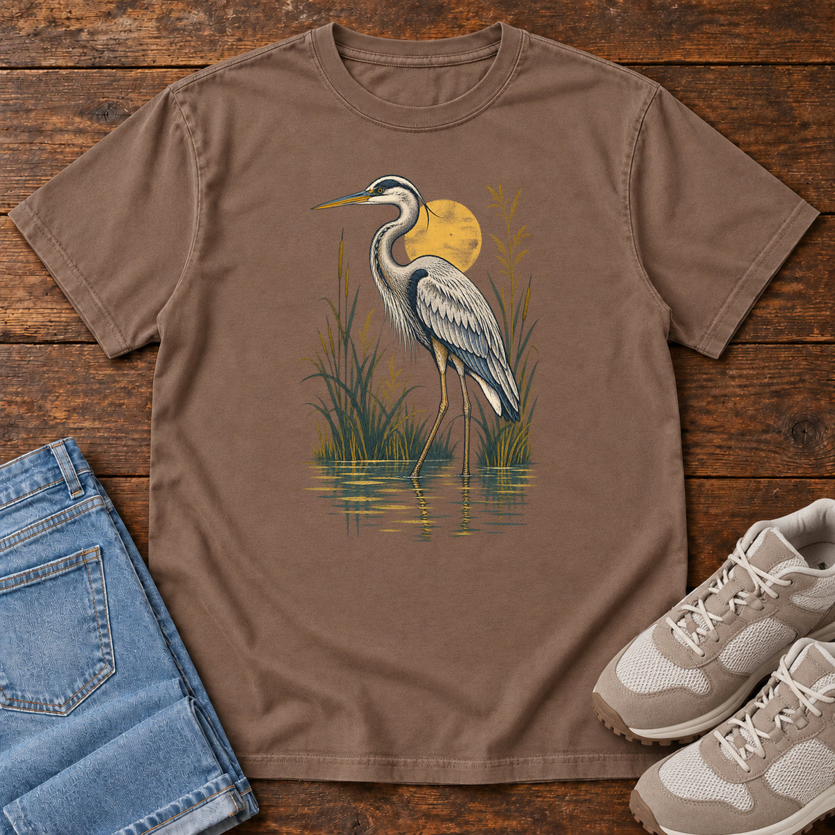 Marsh Heron T-Shirt in Espresso