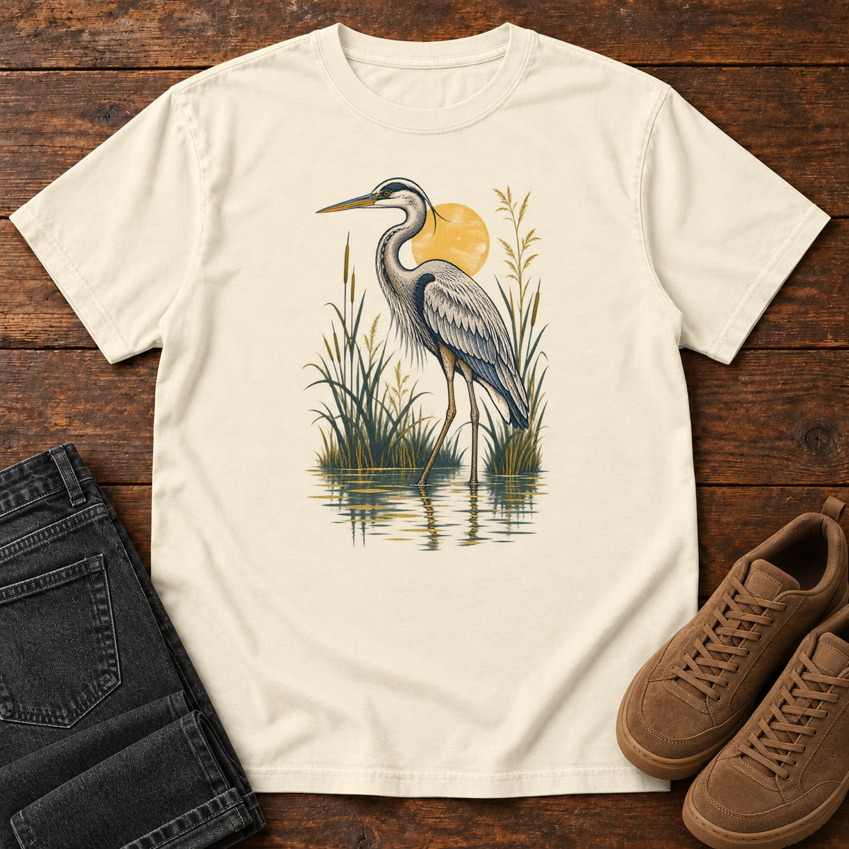 Marsh Heron T-Shirt in Ivory