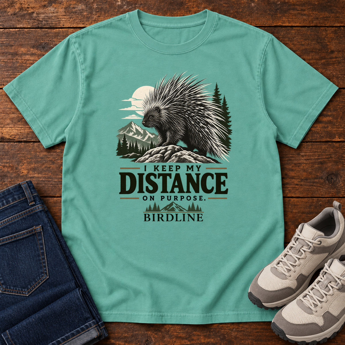 Keep My Distance on Purpose Porcupine T-Shirt in Seafoam