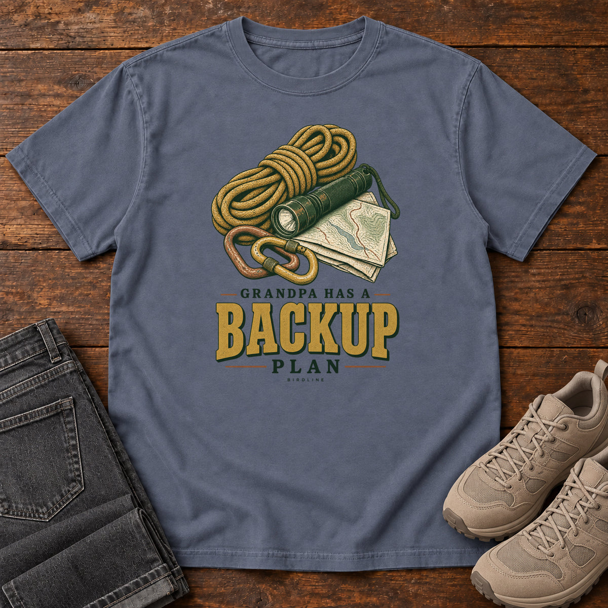 Grandpa Has a Backup Plan T-Shirt in Denim