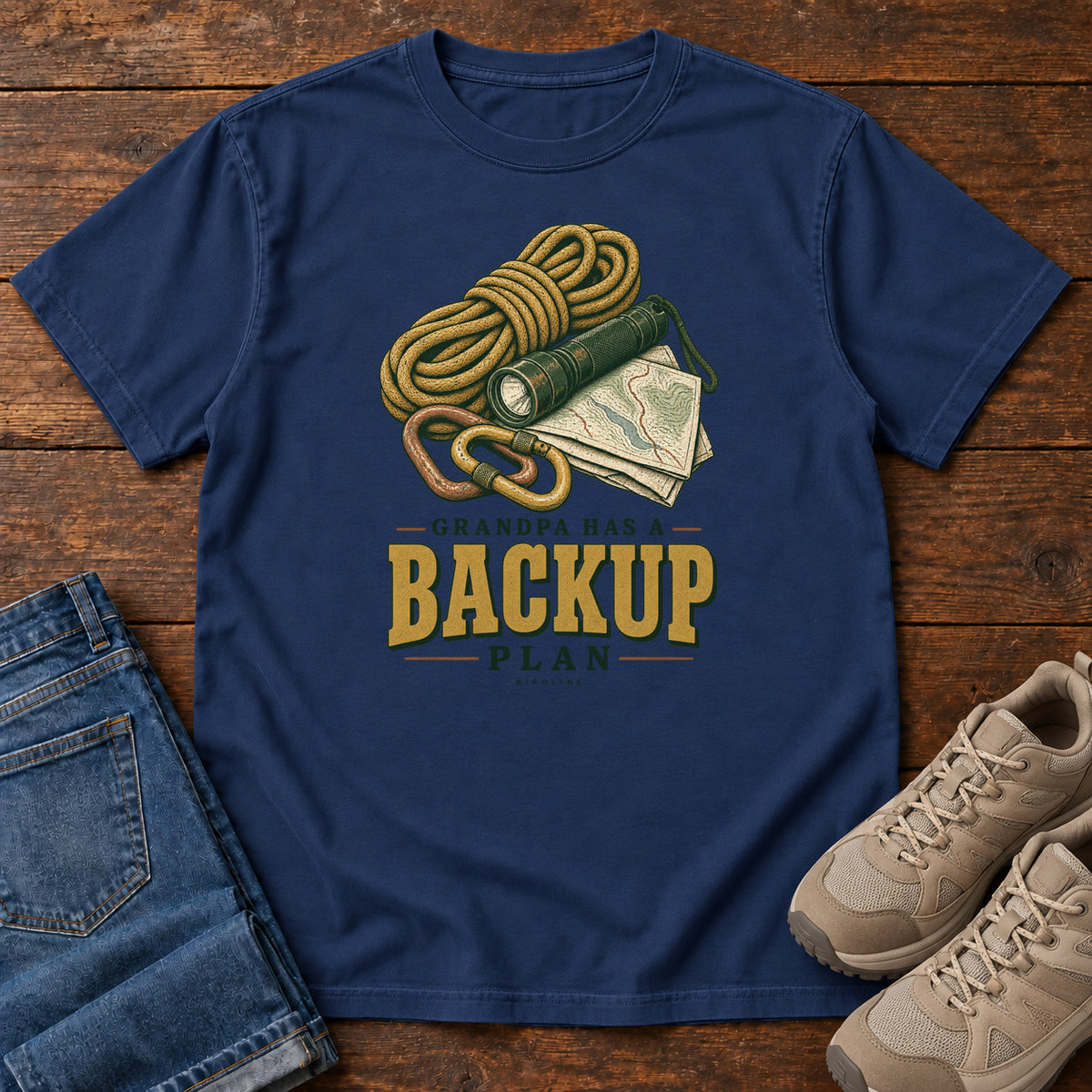 Grandpa Has a Backup Plan T-Shirt in True Navy