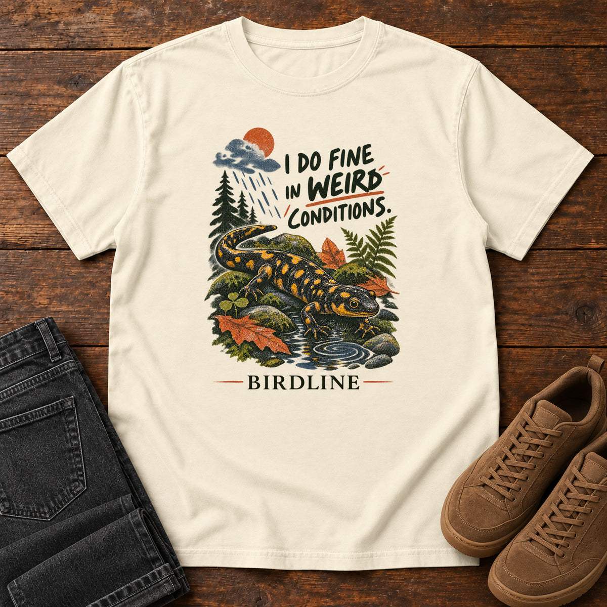 I Do Fine in Wet Conditions Salamander T-Shirt in Ivory