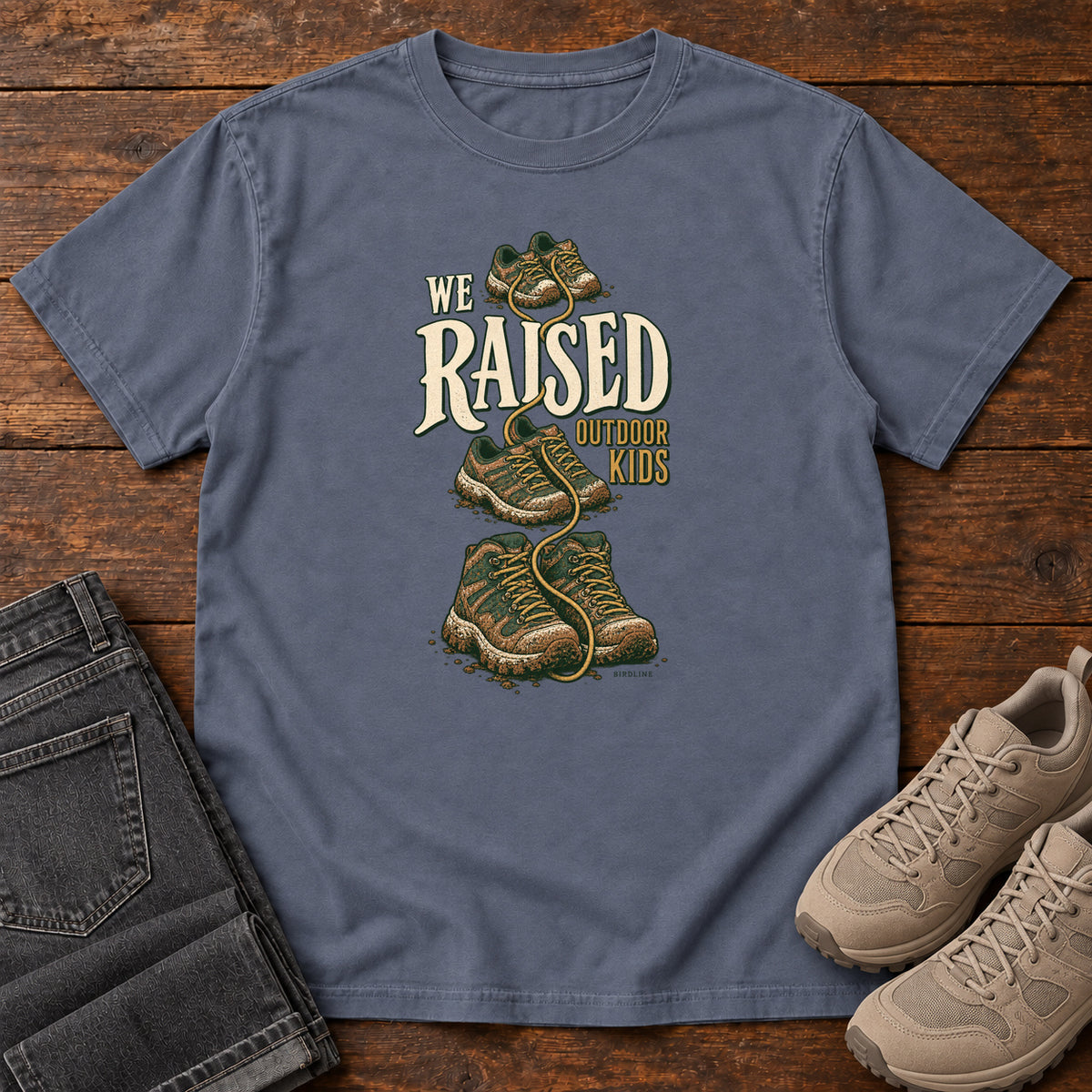 We Raised Outdoor Kids T-Shirt in Denim