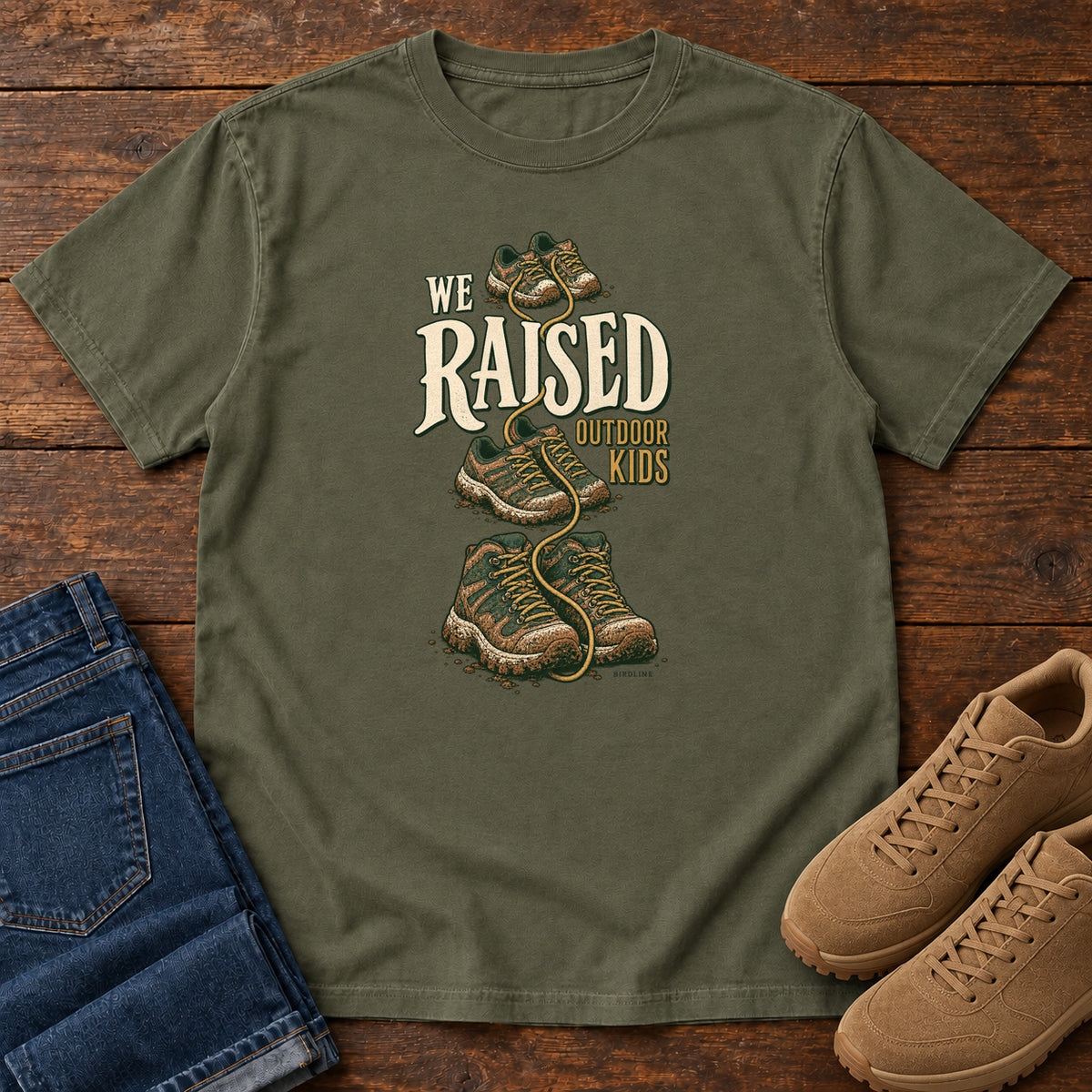 We Raised Outdoor Kids T-Shirt in Sage