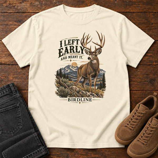 I Left Early and Meant It Deer T-Shirt in Ivory, front view