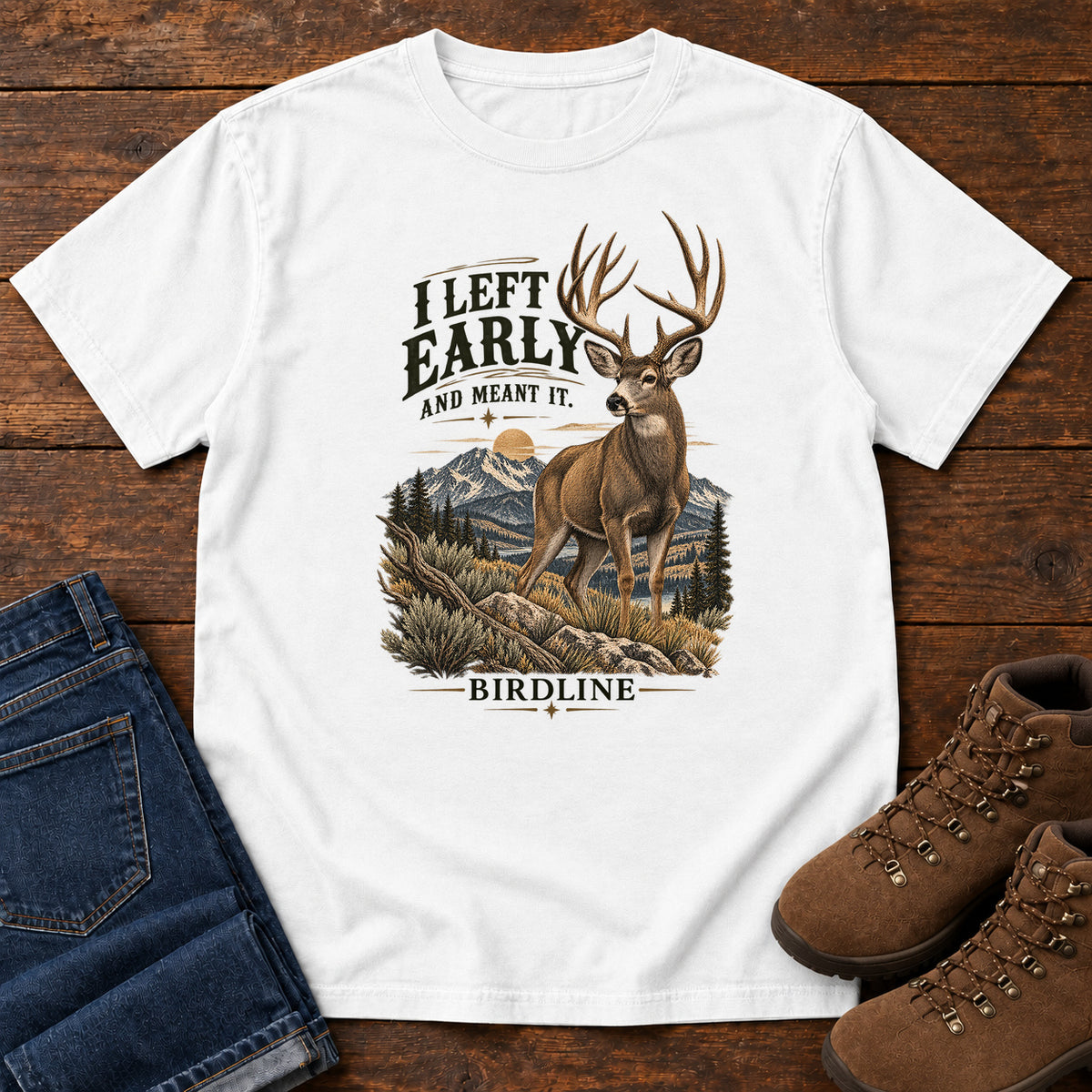 I Left Early and Meant It Deer T-Shirt in White, left side