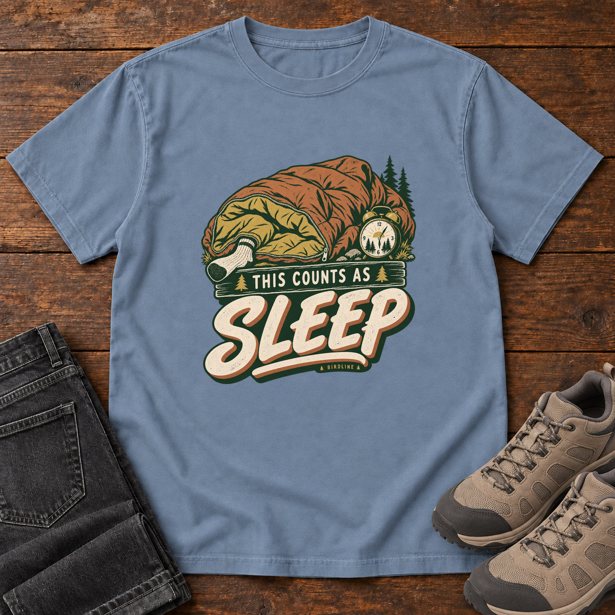 This Counts as Sleep T-Shirt in Blue Jean