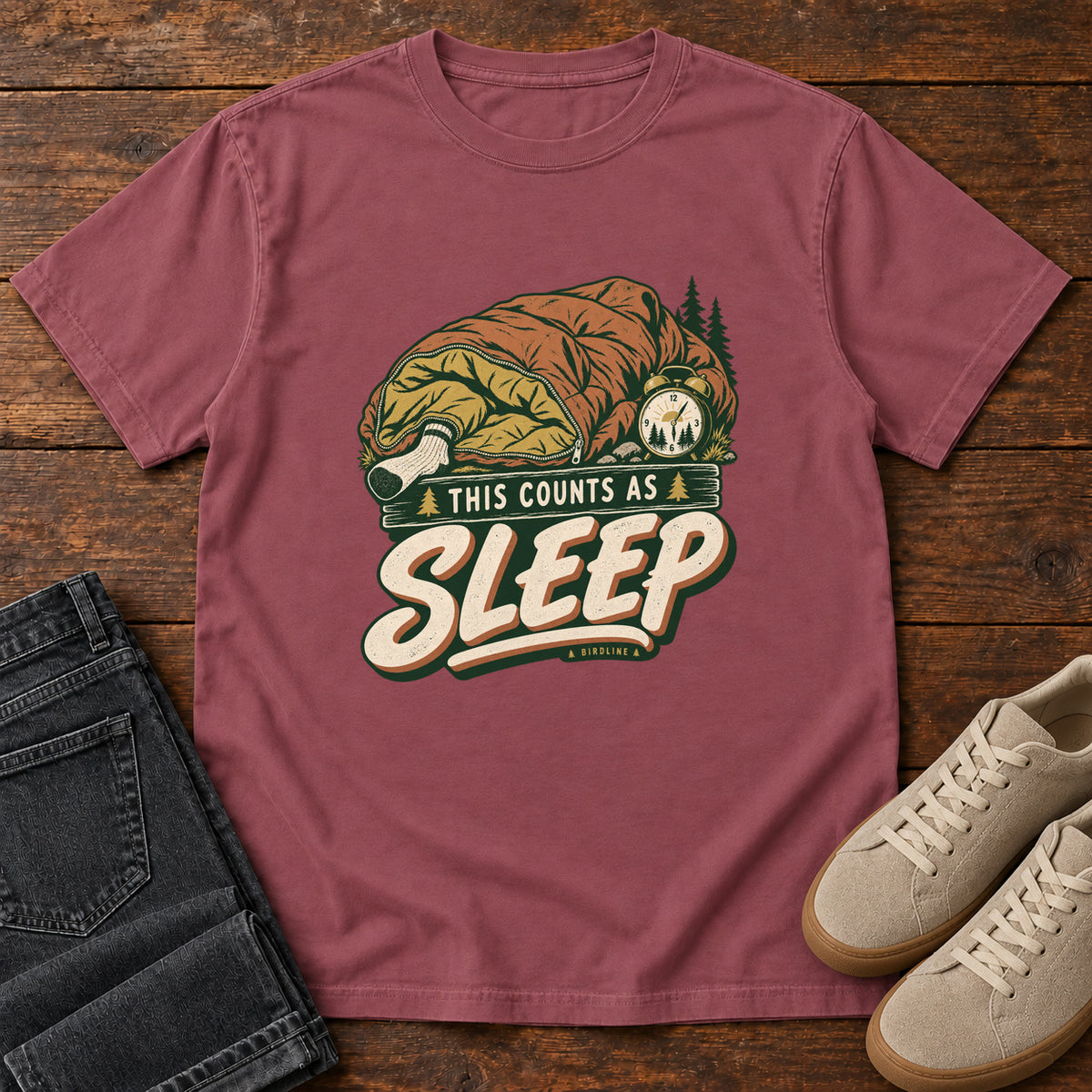 This Counts as Sleep T-Shirt in Brick