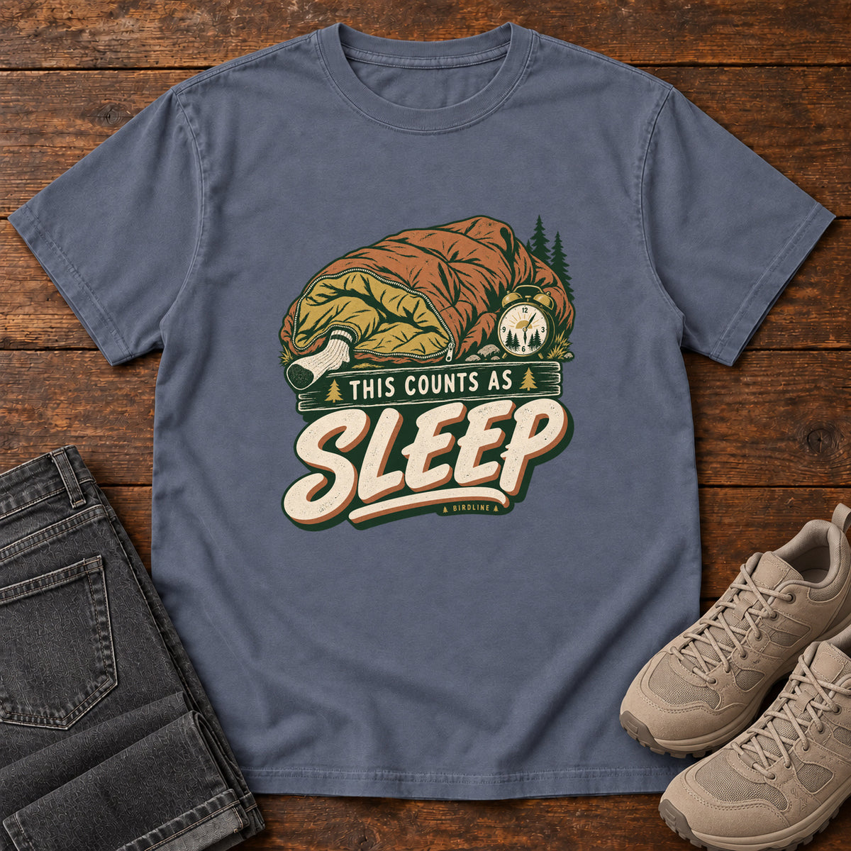 This Counts as Sleep T-Shirt in Denim