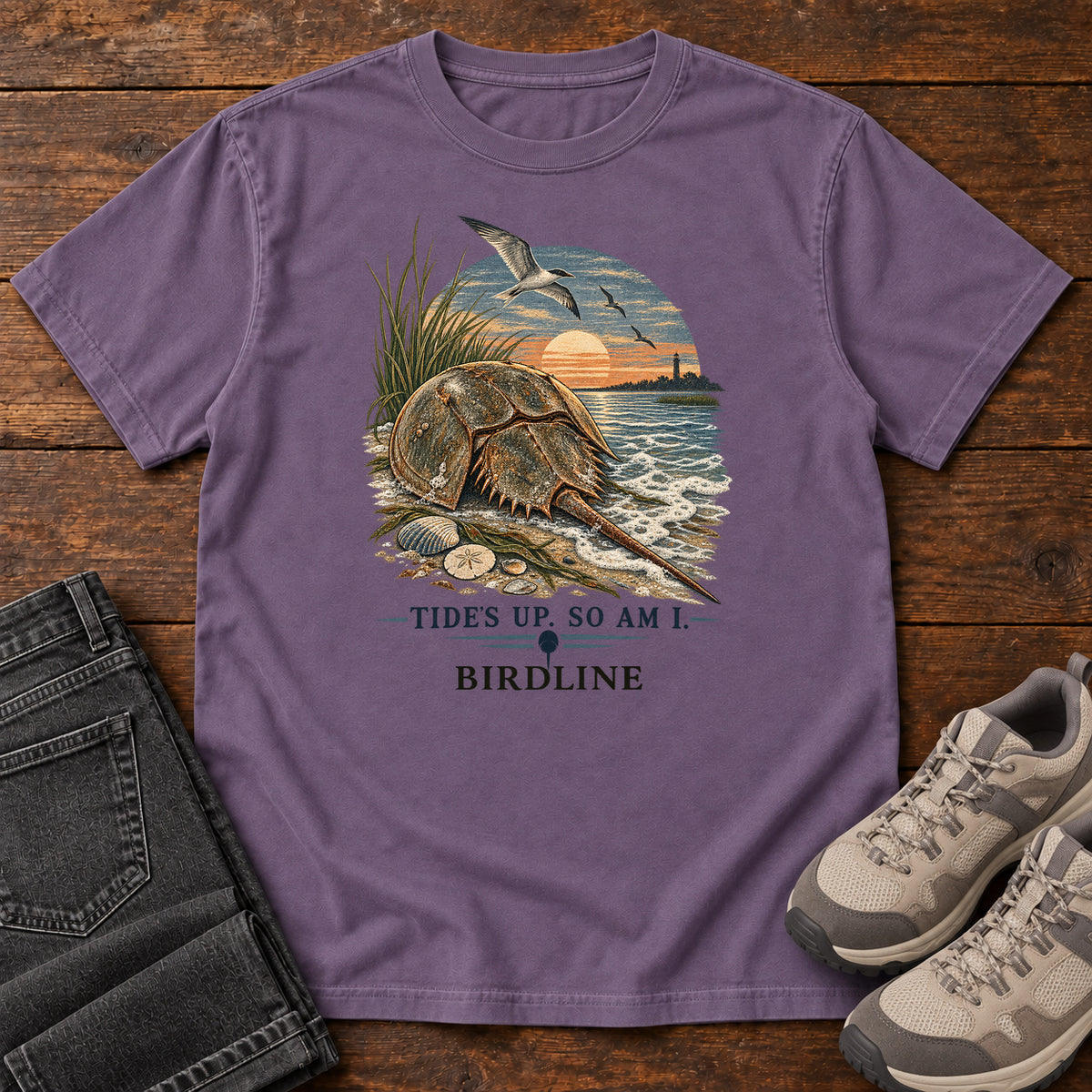 Tides Up Horseshoe Crab T-Shirt in Grape