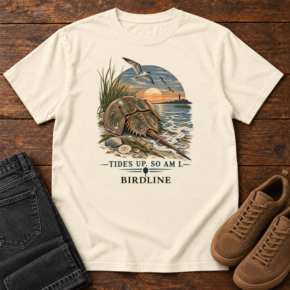 Tides Up Horseshoe Crab T-Shirt in Ivory