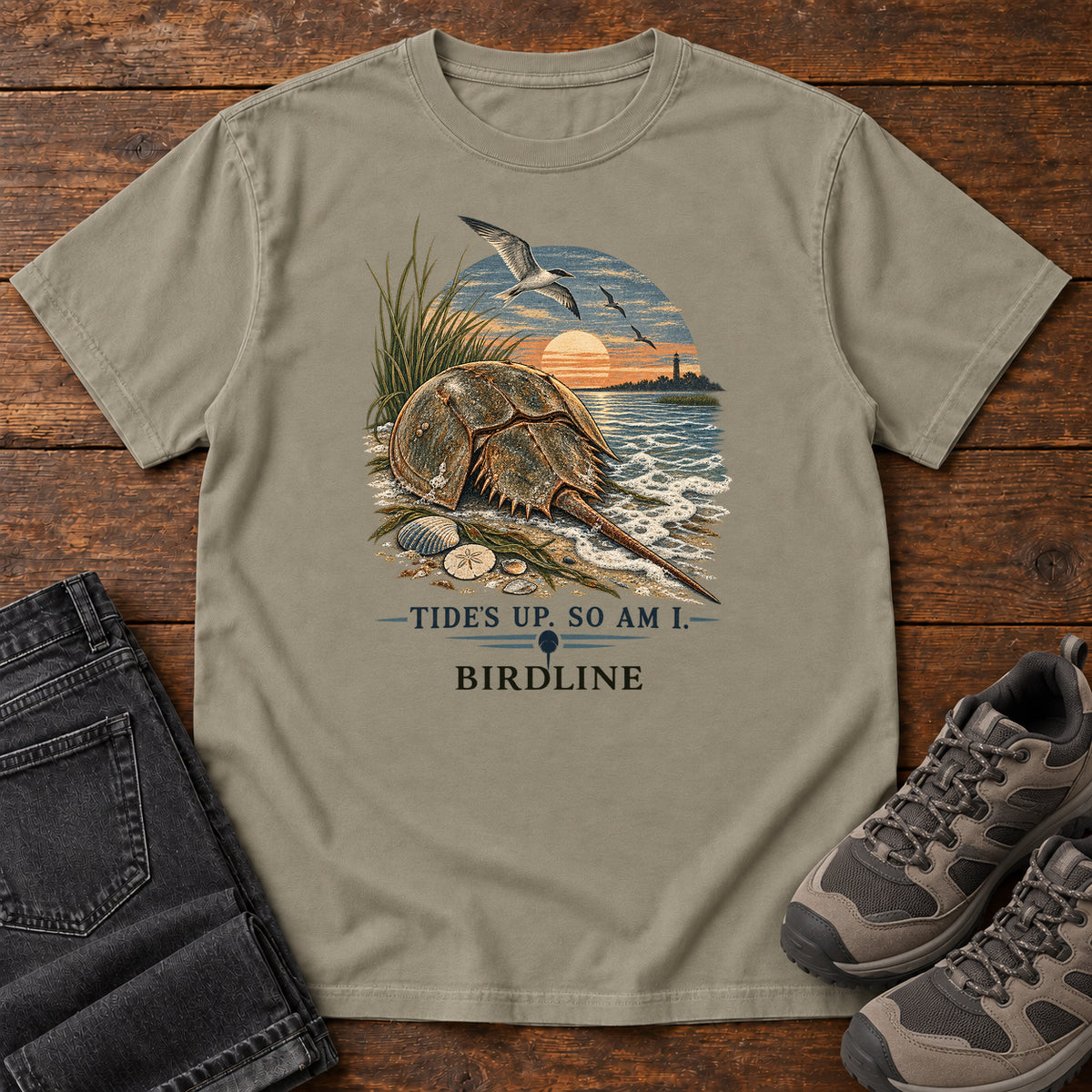 Tides Up Horseshoe Crab T-Shirt in Sandstone