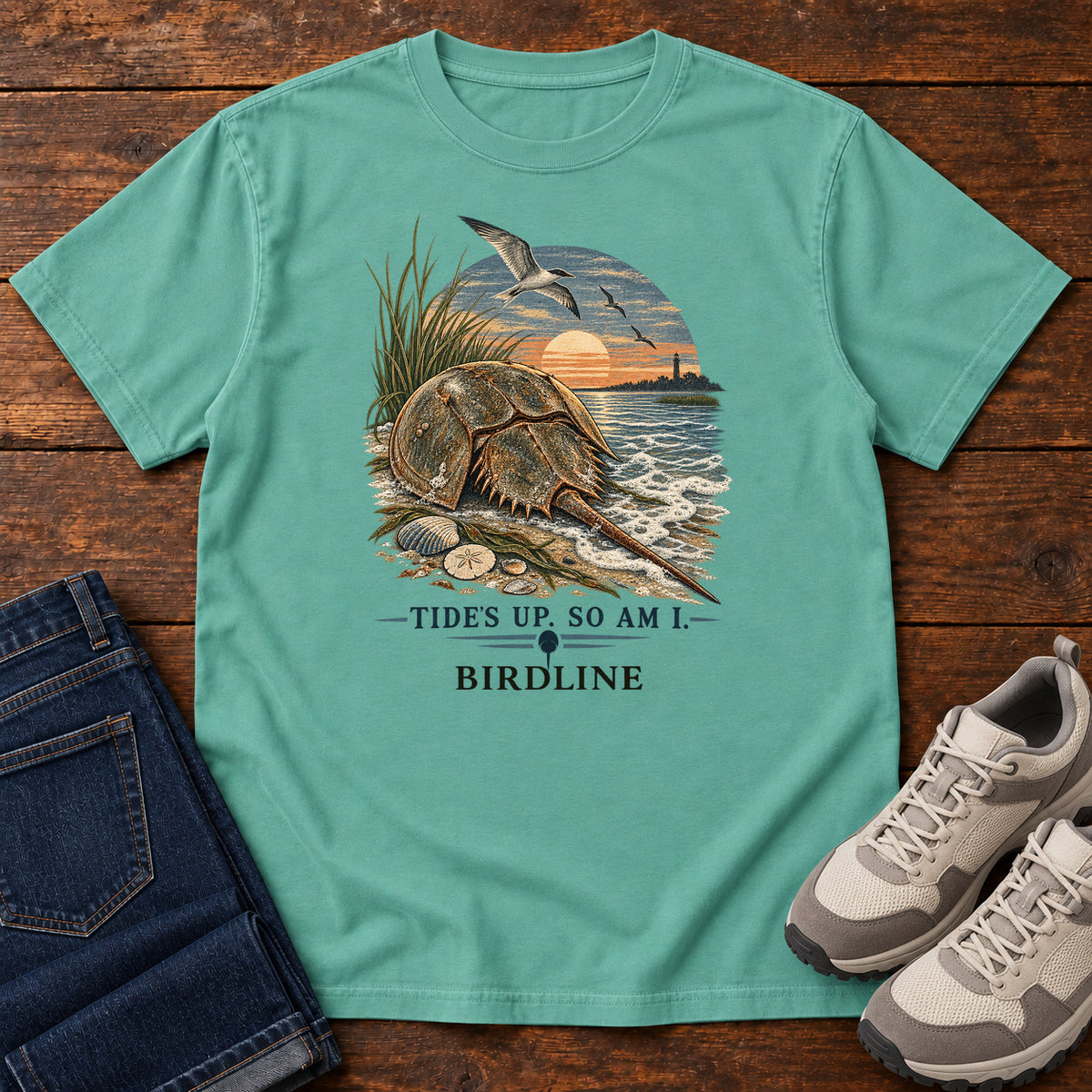 Tides Up Horseshoe Crab T-Shirt in Seafoam