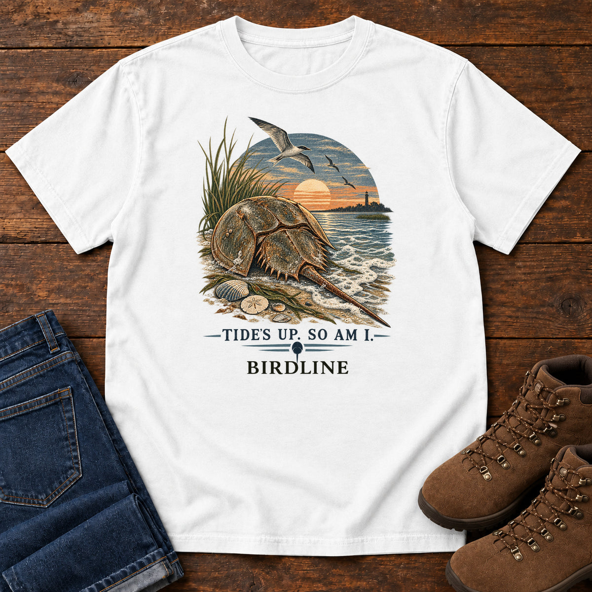 Tides Up Horseshoe Crab T-Shirt in White