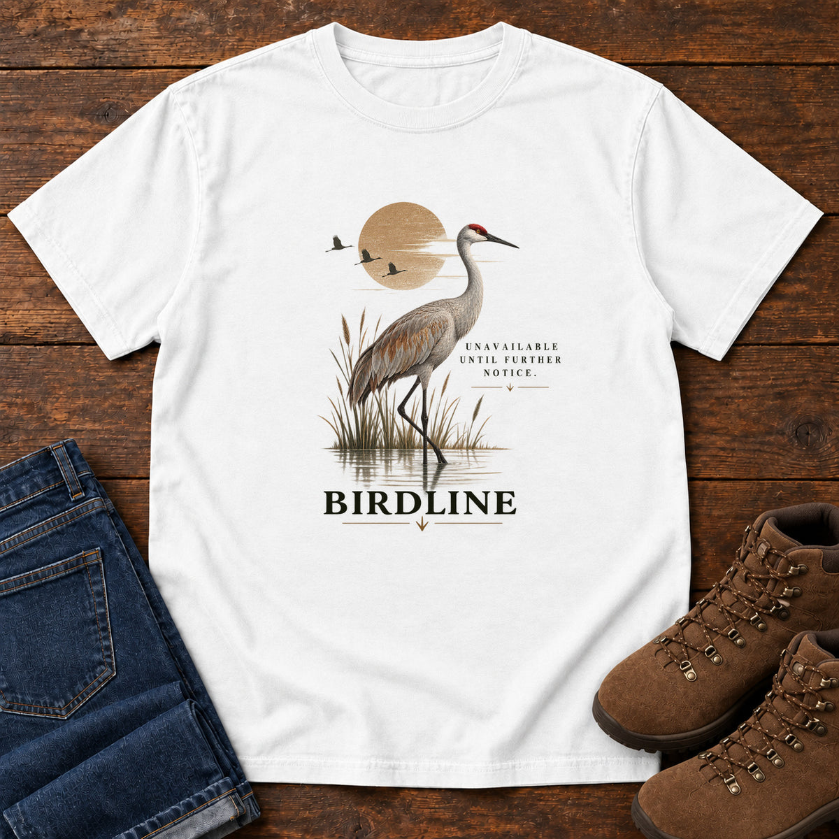 Unavailable Until Further Notice Crane T-Shirt in White
