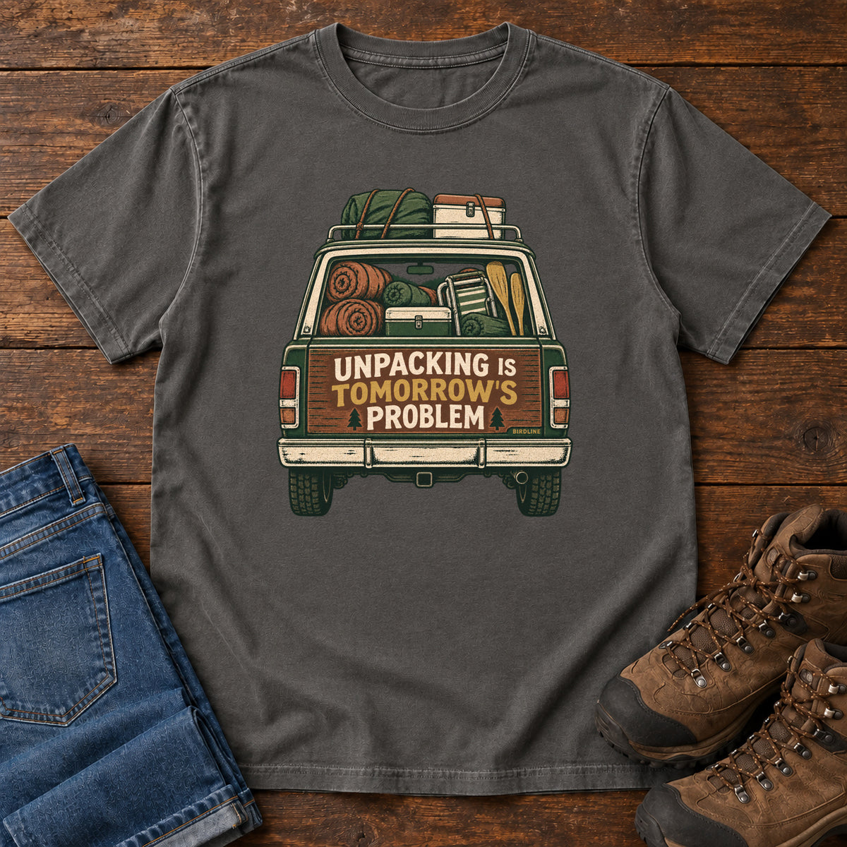 Unpacking Is Tomorrow's Problem T-Shirt in Pepper, front view