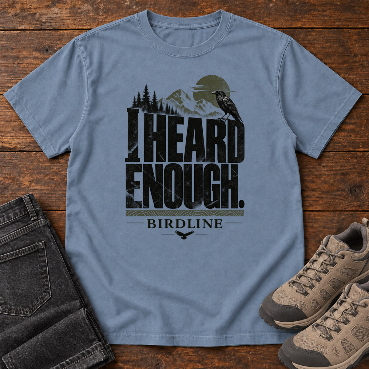 Heard Enough Raven T-Shirt in Blue Jean