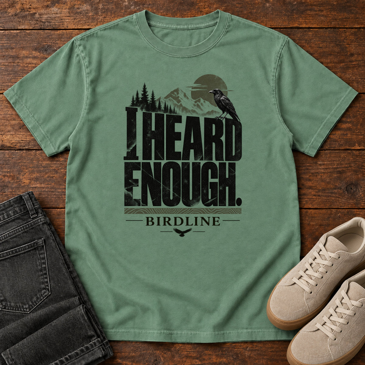 Heard Enough Raven T-Shirt in Light Green
