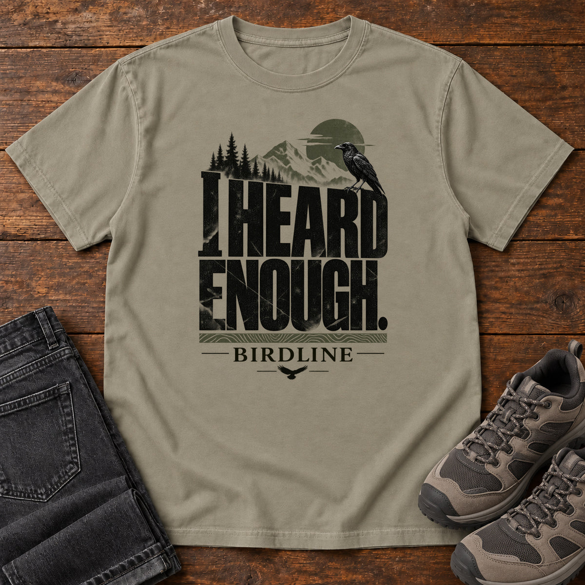 Heard Enough Raven T-Shirt in Sandstone