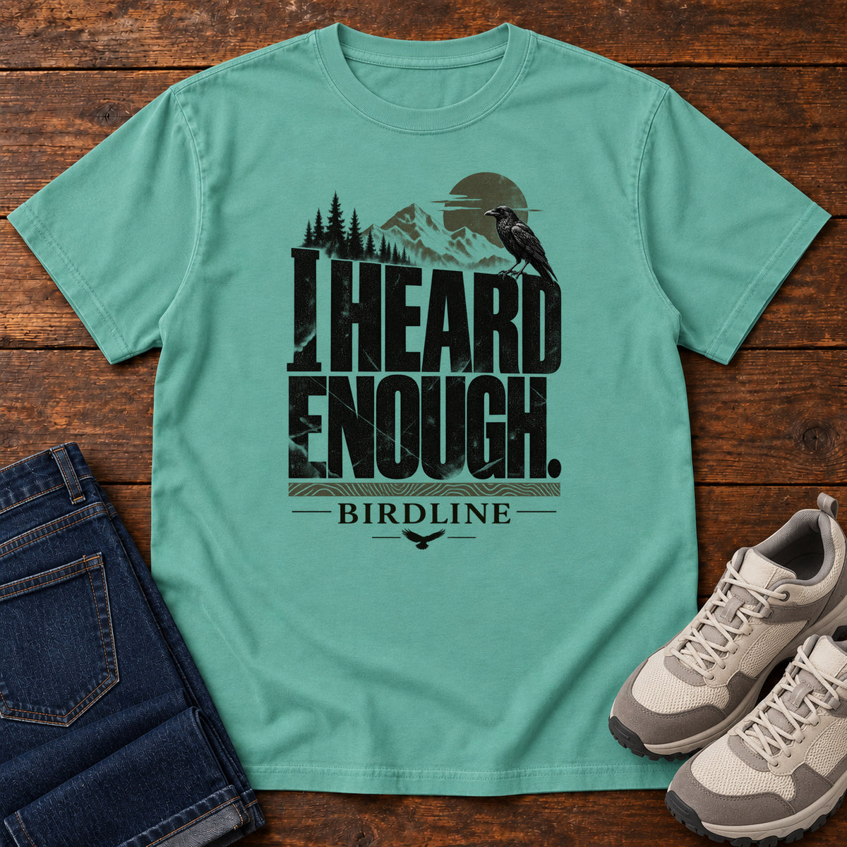 Heard Enough Raven T-Shirt in Seafoam