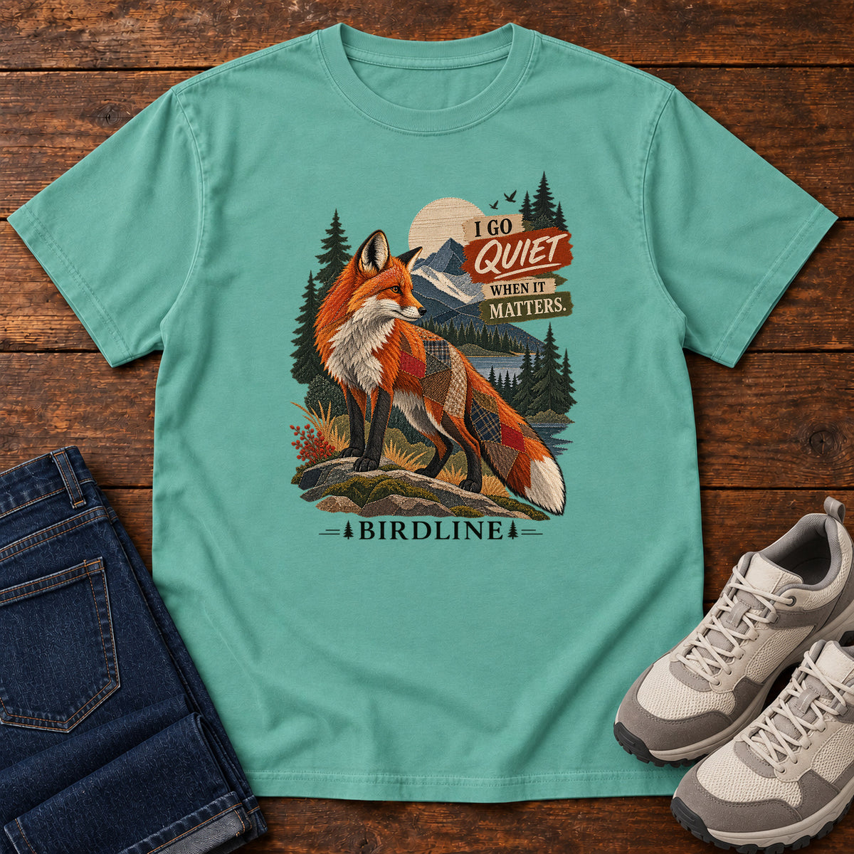 I Go Quiet When It Matters Fox T-Shirt in Seafoam