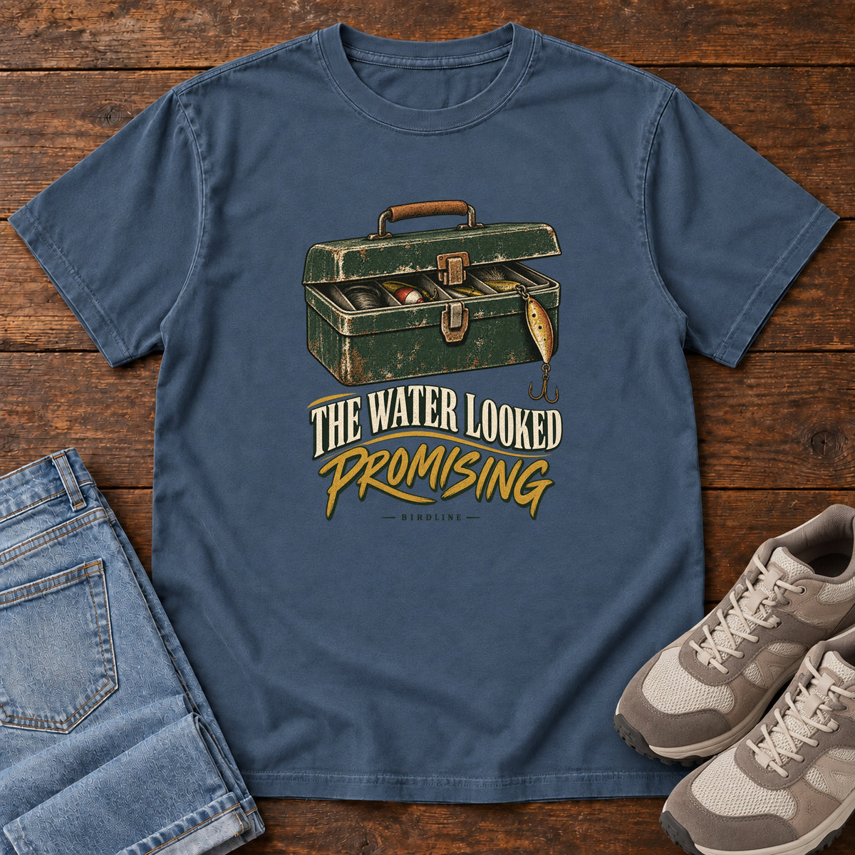 The Water Looked Promising T-Shirt in Midnight, front view