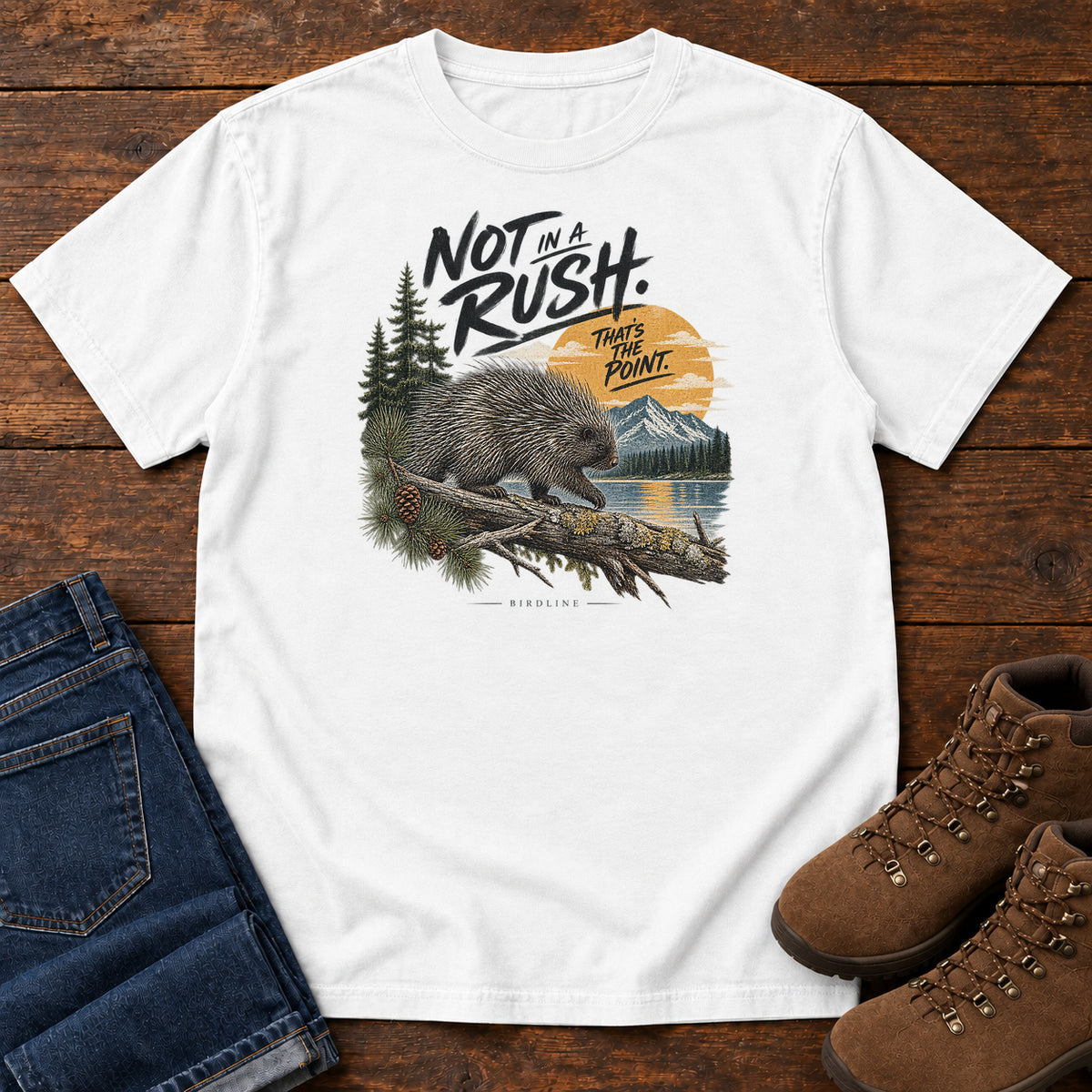 Not in a Rush That's the Point Porcupine T-Shirt in White