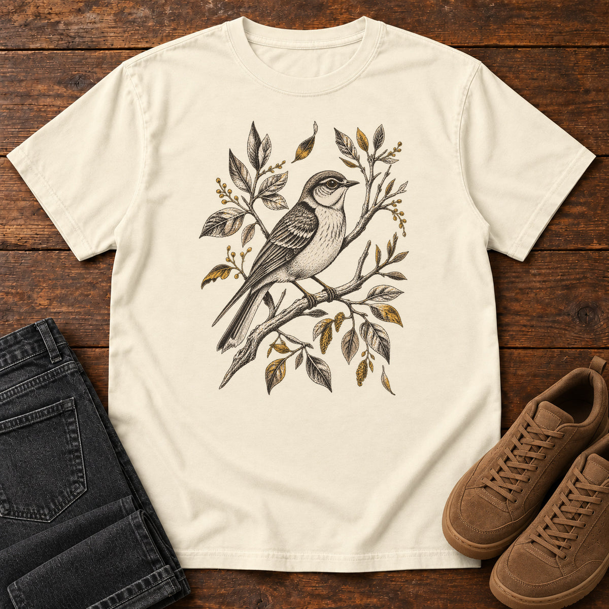Songbird Study T-Shirt in Ivory