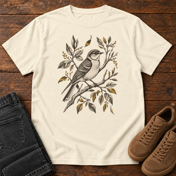 Songbird Study T-Shirt in Ivory, front view