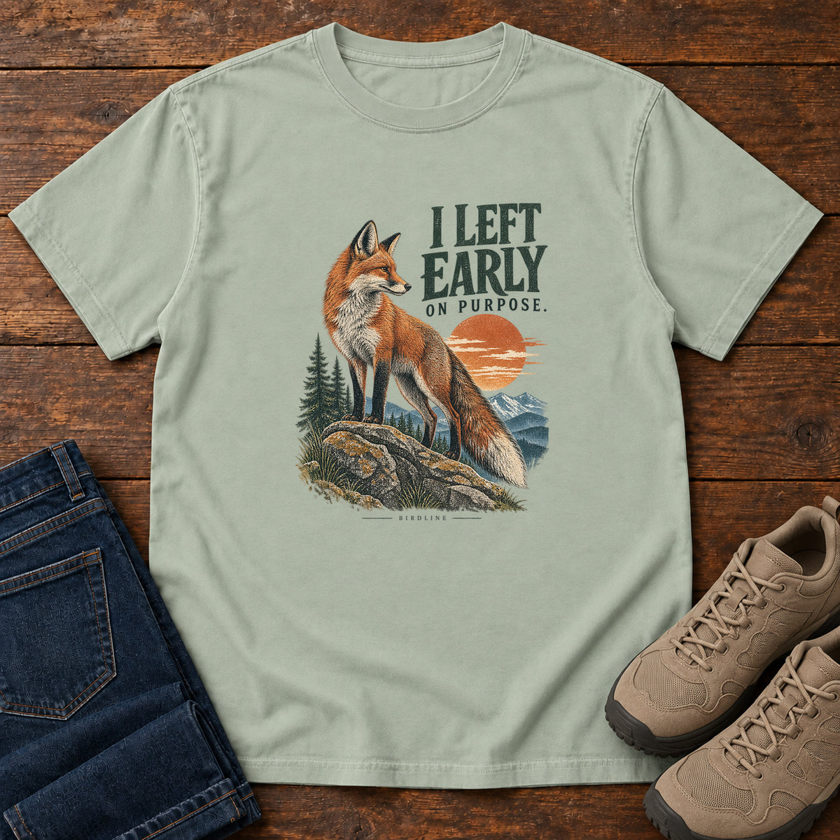 I Left Early on Purpose Fox T-Shirt in Bay, left side