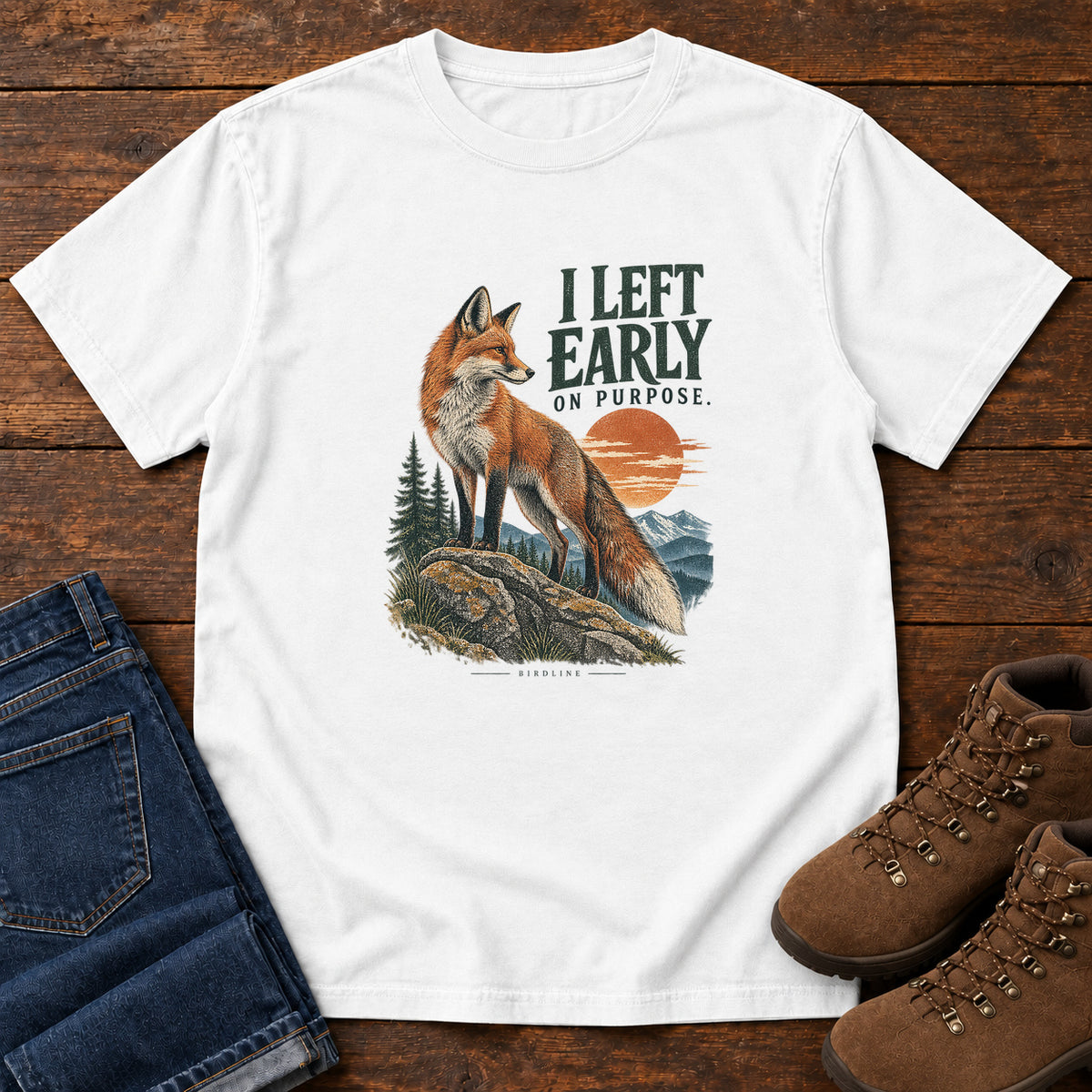 I Left Early on Purpose Fox T-Shirt in White, left side