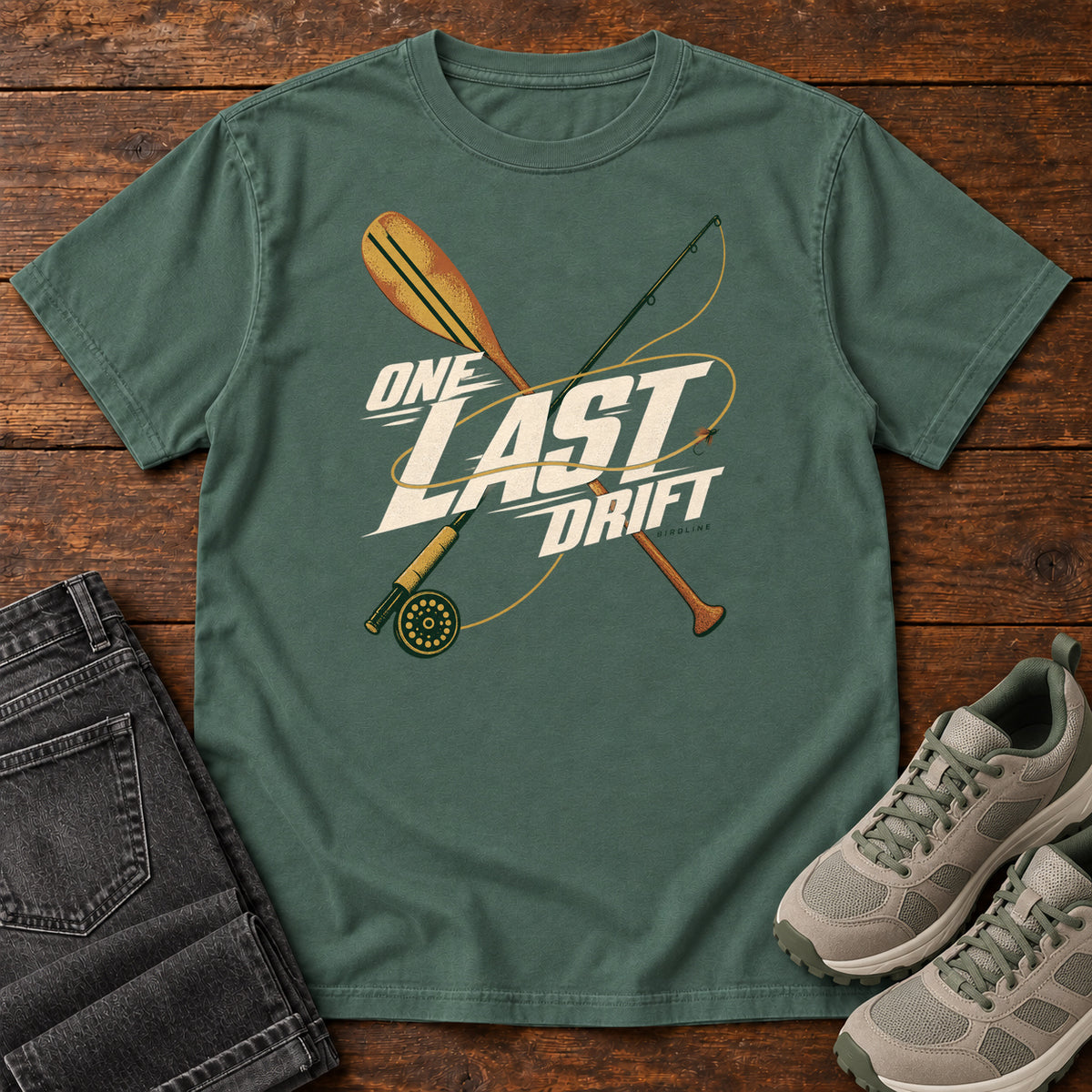 One Last Drift T-Shirt in Blue Spruce, front view