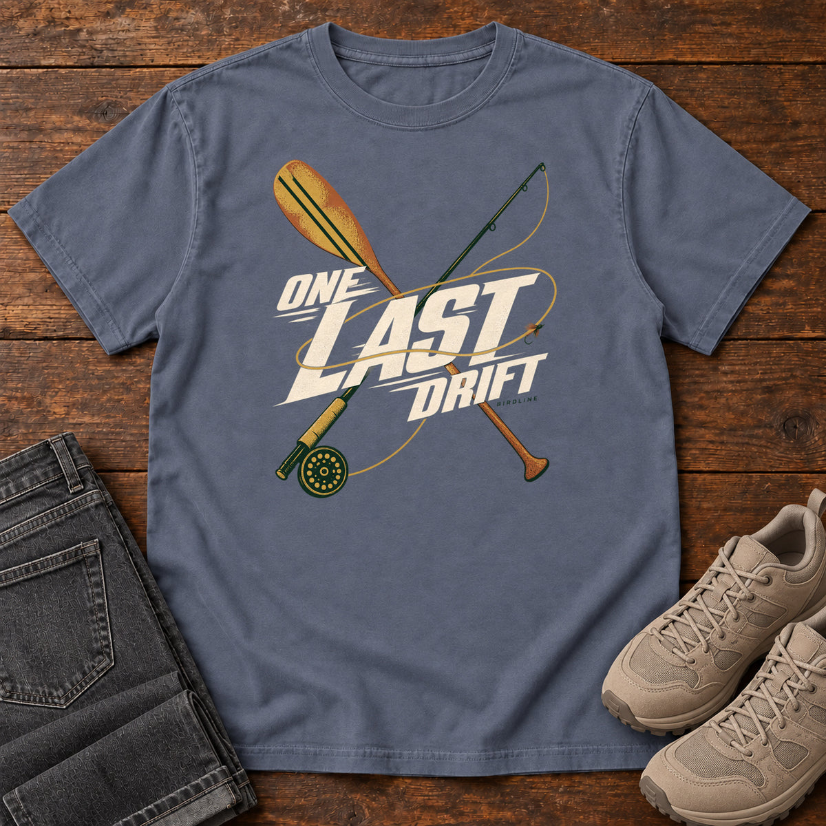One Last Drift T-Shirt in Denim, front view