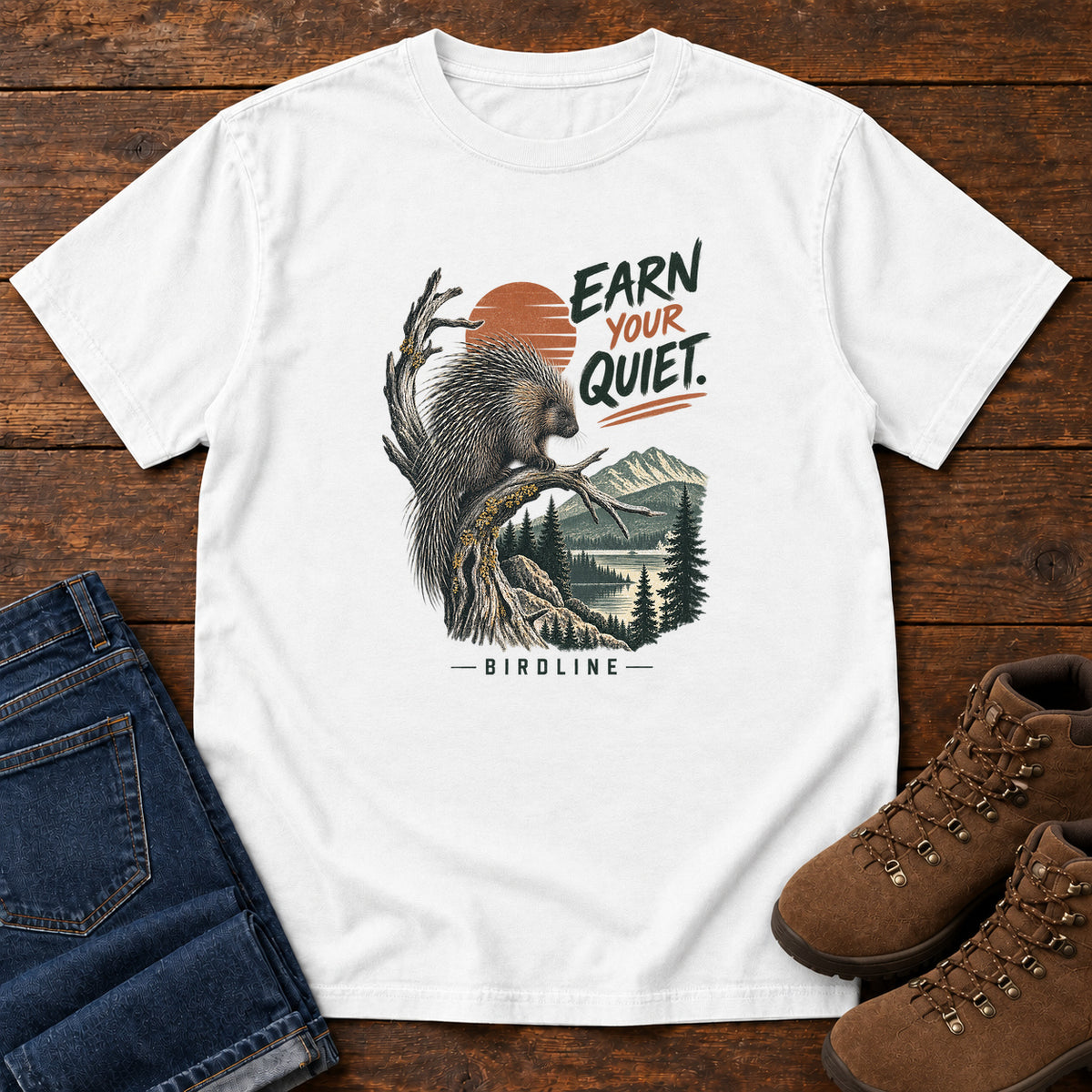 Earn Your Quiet Porcupine T-Shirt in White