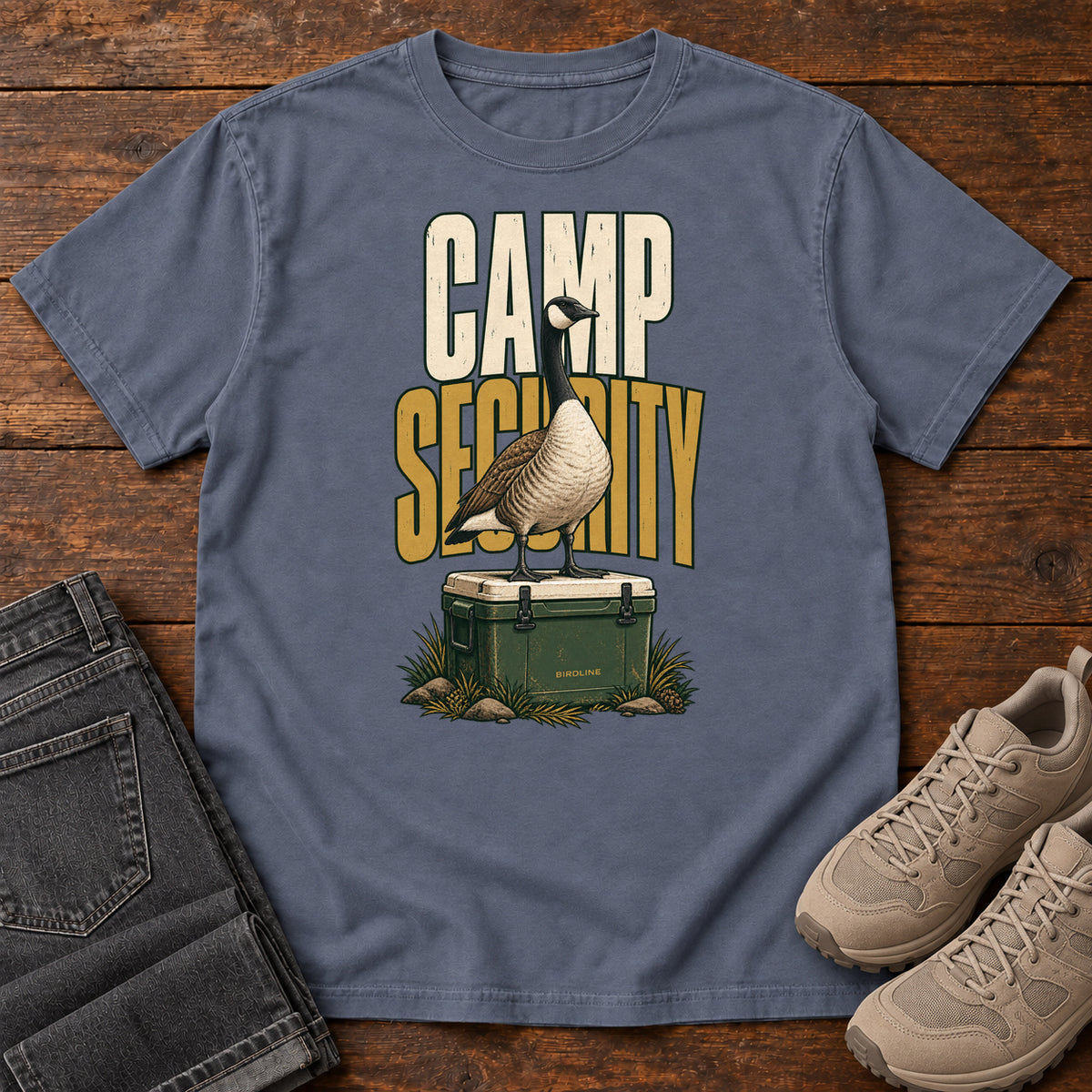 Camp Security T-Shirt in Denim, front view