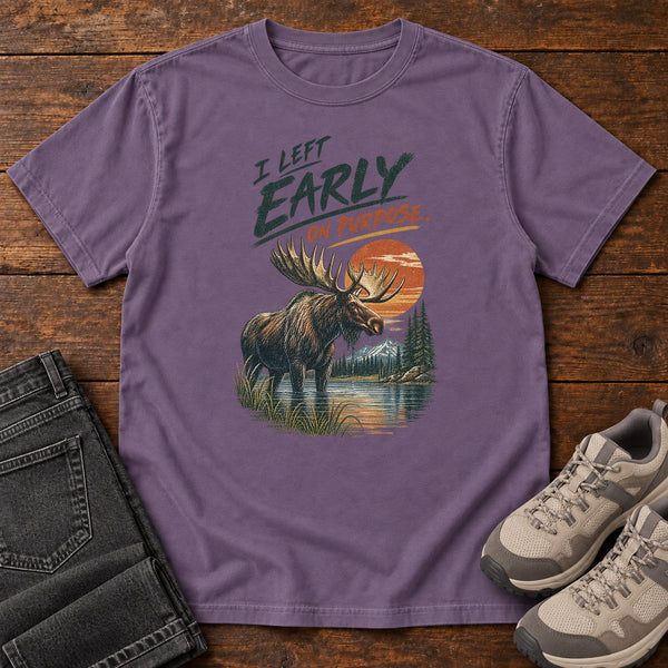 I Left Early on Purpose Moose T-Shirt, alternate view