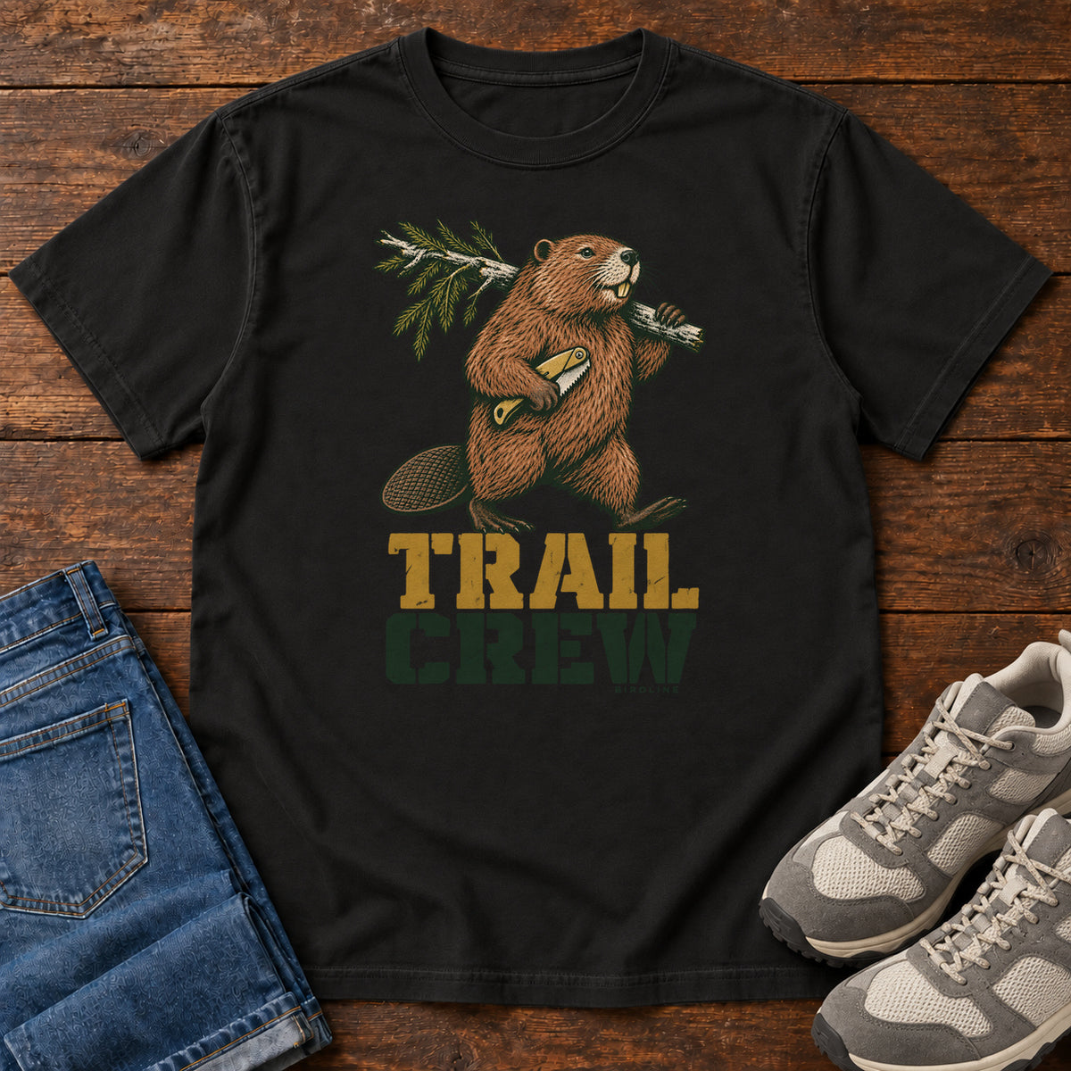 Trail Crew T-Shirt in Black, front view