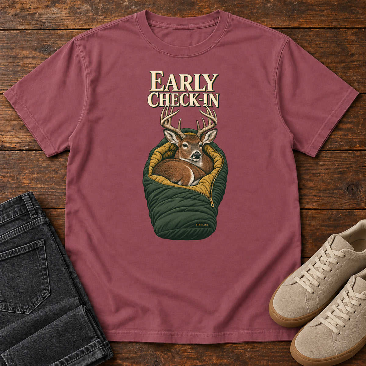 Early Check-In T-Shirt in Brick, front view