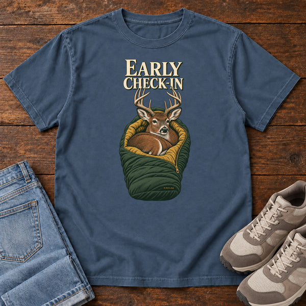Early Check-In T-Shirt in Midnight, front view